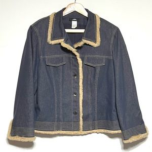 JEX COLLECTION Denim Jacket with Faux Fur